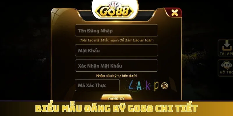 Biểu mẫu đăng ký GO88 chi tiết