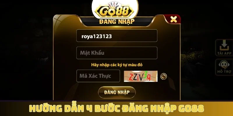 Hướng dẫn 4 bước đăng nhập GO88